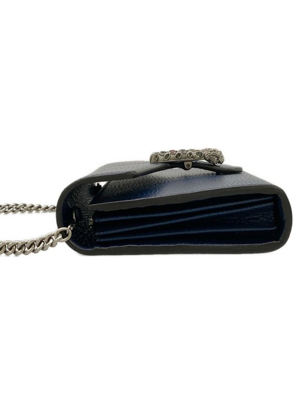 Gucci Wallet Dionysus Dark Navy Silver Chain with Removable Strap Leather - Picture 9 of 13